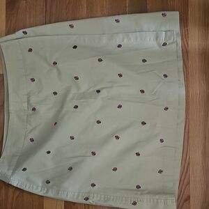 Kate Hill Green Embroidered Ladybug Wrap Skort Skirt Cotton Size 8P